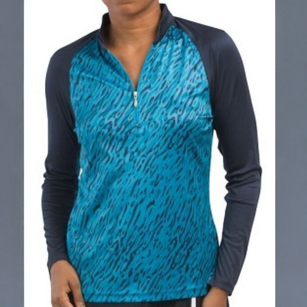 Greg Norman women's long-sleeve golf shirt zebra animal print, size small, new.